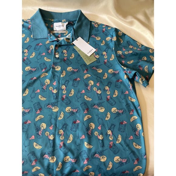 Goodfellow & Co POLO 3 Button Collar Golf Drinks Lemon Vacation Polo Shirt XL - Picture 3 of 10